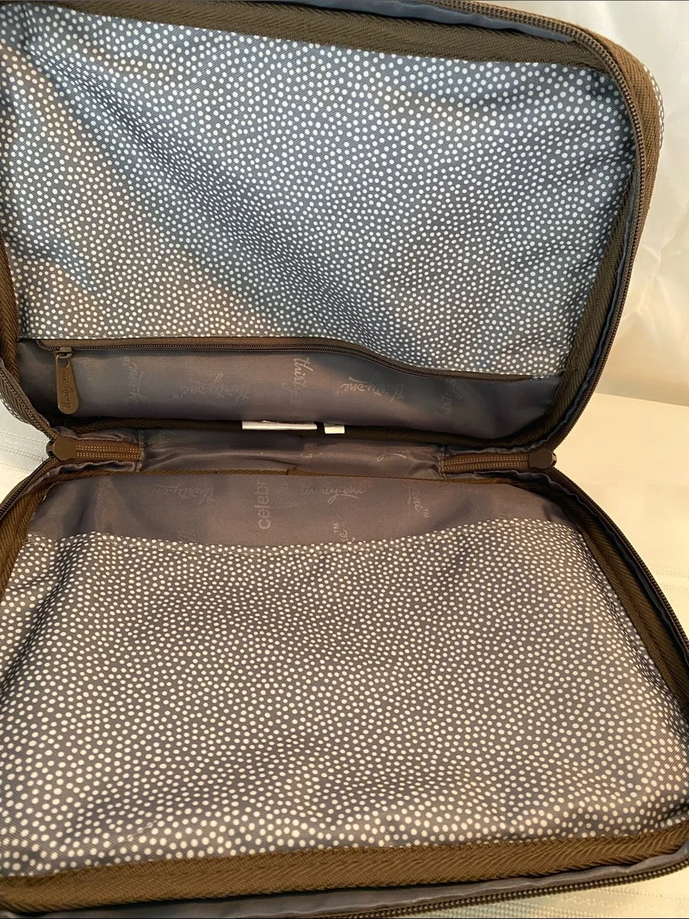 Thirty One Inspiration Compact Brown Dot Crossbody Bag Case